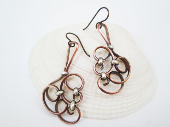 Copper Swirl Earrings (lg, sm)